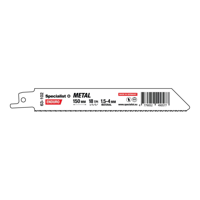 Bi-Metal Reciprocating Saw Blade for metal „Specialist+" 150 mm 18TPI Bi-Metal Reciprocating Saw Blade for metal „Specialist+" 150 mm 18TPI