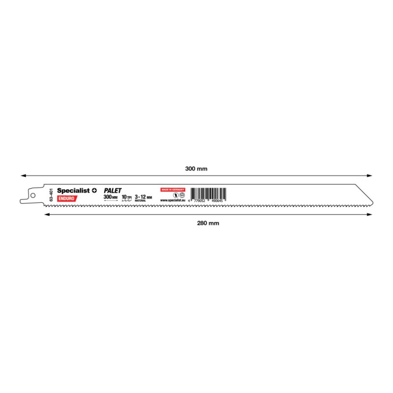 Bi-Metal Reciprocating Saw Blade for pallets „Specialist+" 300 mm 10TPI Bi-Metal Reciprocating Saw Blade for pallets „Specialist+" 300 mm 10TPI