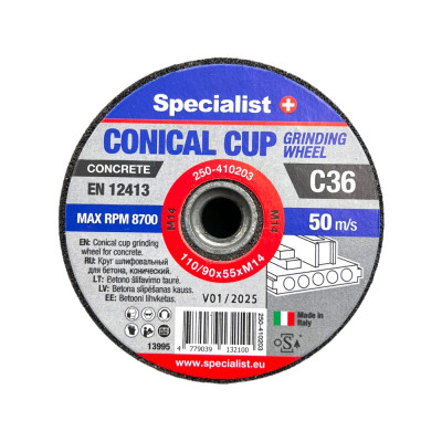 Conical cup grinding wheels. 110/90X55X14MA1C36 Conical cup grinding wheels. 110/90X55X14MA1C36
