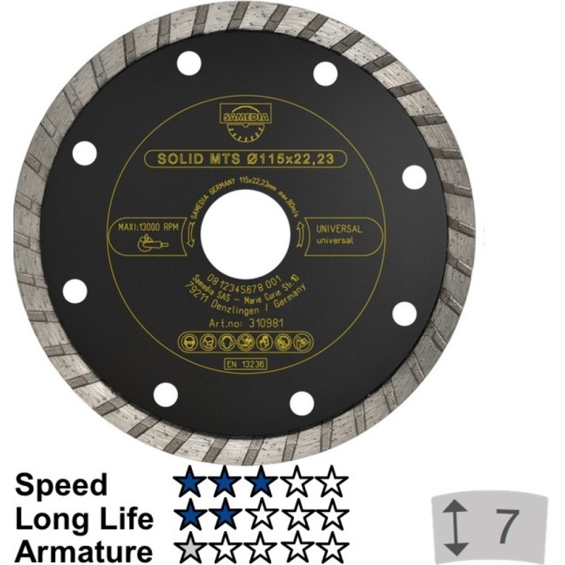 Diamond disc. Samedia MTS 125x22 Diamond disc. Samedia MTS 125x22