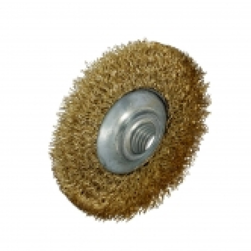 Wire brush with brass-coated wire 120 mm. M14 Wire brush with brass-coated wire 120 mm. M14