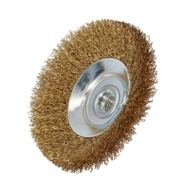 Wire brush with brass-coated wire 120 mm. M14 Wire brush with brass-coated wire 120 mm. M14