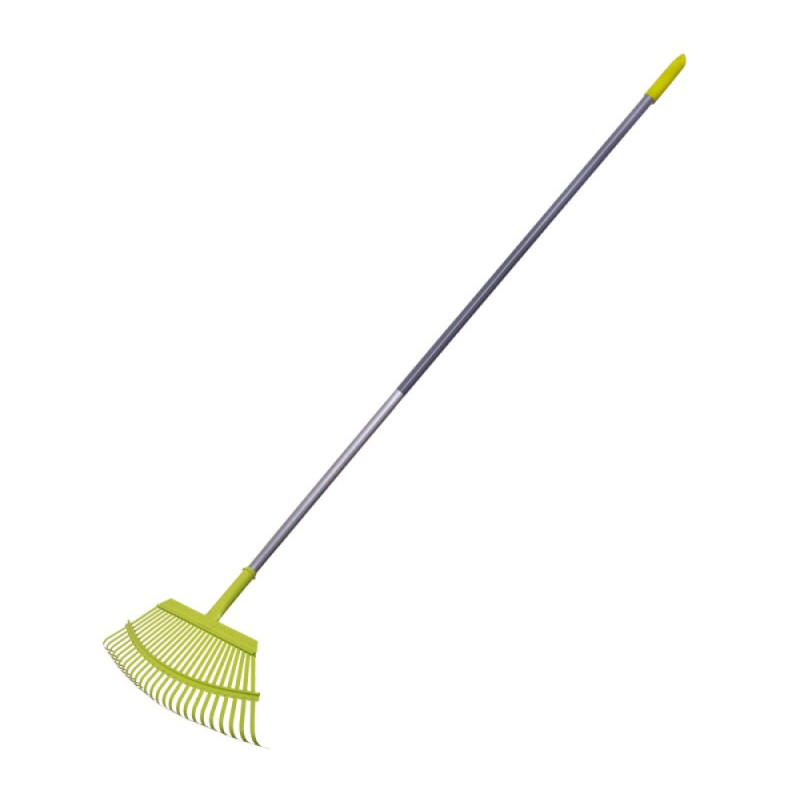 Steel leaf rake, flat 25T, Alu handle 1630mm. Steel leaf rake, flat 25T, Alu handle 1630mm.