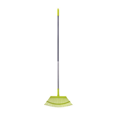 Steel leaf rake, flat 25T, Alu handle 1630mm. Steel leaf rake, flat 25T, Alu handle 1630mm.