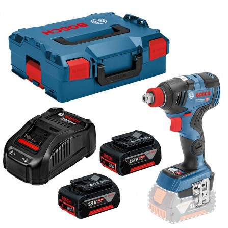 Akumulatora trieciengriezējs/uzgriežņu atslēga Bosch GDX 18V-200 C komplekts, 18 V, 2 x 5 Ah, lādētājs + maciņš