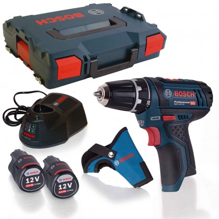 Akumulatora skrūvgriežu komplekts Bosch GSR 12V-15, 12 V, 2 x 2 Ah, lādētājs + maciņš