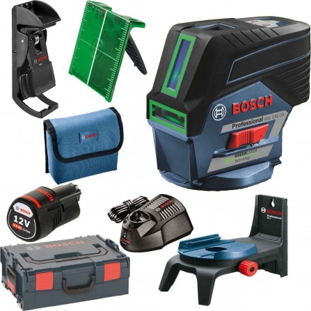 Bosch GCL 2-50 CG bezvadu zaļš lāzera līmeņa komplekts, 12V, 1 x 2,0Ah, lādētājs, korpuss + piederumi