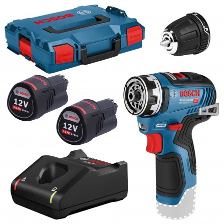 Akumulatora skrūvgriezis Bosch GSR 12V-35 FC komplekts, 12 V, 2 x 3 Ah, lādētājs + maciņš