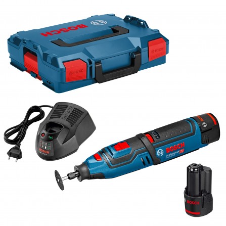 Akumulatora rotējošais instruments Bosch GRO 12V-35 komplekts, 12 V, 2 x 2 Ah, lādētājs + maciņš