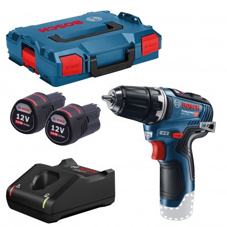 Akumulatora skrūvgriežu komplekts Bosch GSR 12V-35, 12 V, 2 x 3 Ah, lādētājs + maciņš