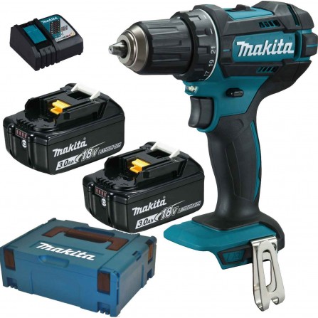 Makita DDF482RFJ akumulatora urbjmašīnu komplekts, 18 V, 2 x 3 Ah, lādētājs + maciņš