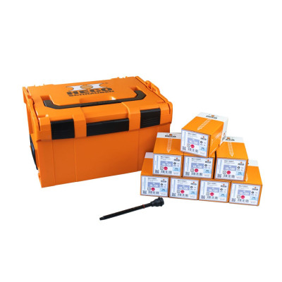 Heco skrūvju komplekts Multi-Monti MMS-TC 10x130 plastmasas korpusā L-BOXX 238, 200 gab.