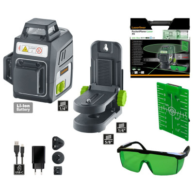 Laserliner šķērslīniju izlīdzinātājs PocketPlane lāzers 3G ar piederumiem