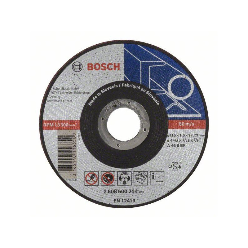 Pjovimo diskas Bosch, 115 x 1.6 x 22.23 mm Pjovimo diskas Bosch, 115 x 1.6 x 22.23 mm