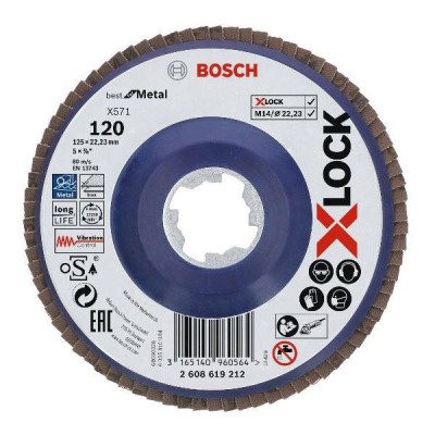 Žiedlapinis šlifavimo diskas BOSCH X-LOCK 125 mm, 120 Žiedlapinis šlifavimo diskas BOSCH X-LOCK 125 mm, 120