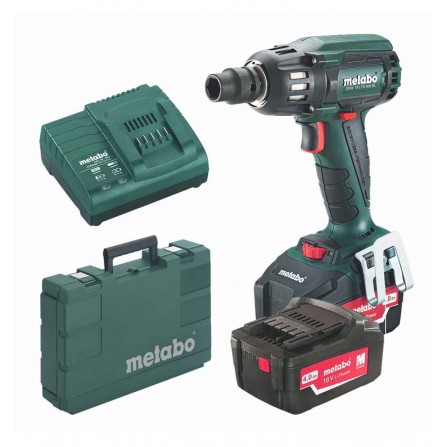 Akumulatora triecienatslēgas Metabo SSW 18 LTX 400 BL (602205500) komplekts, 18 V, 2 x 4 Ah, lādētājs + maciņš