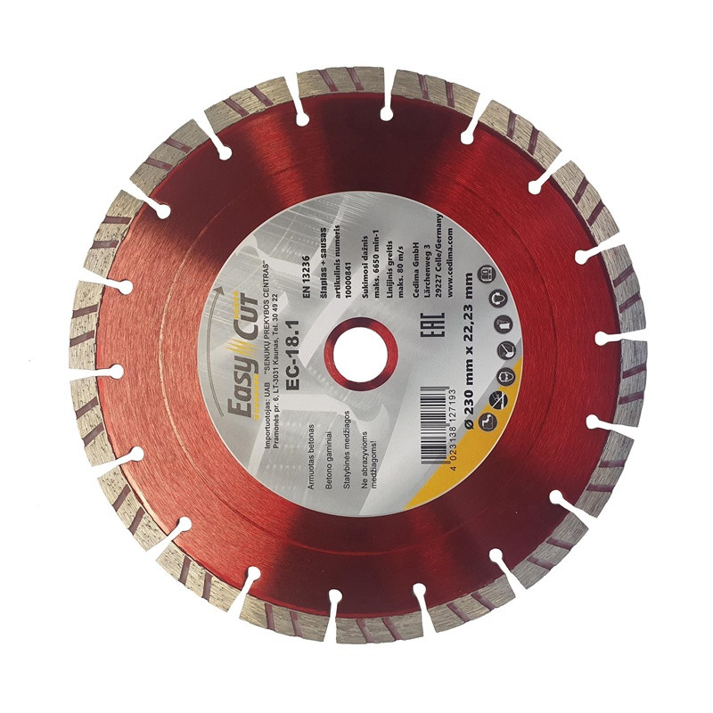 Deimantinis pjovimo diskas Cedima EC-18.1 125x22,23x1,9mm Deimantinis pjovimo diskas Cedima EC-18.1 125x22,23x1,9mm