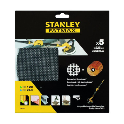 Šlifavimo tinkleliai Stanley Fatmax 225 mm STA39297-XJ 5 vnt Šlifavimo tinkleliai Stanley Fatmax 225 mm STA39297-XJ 5 vnt