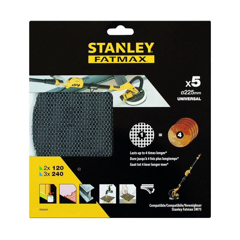Šlifavimo tinkleliai Stanley Fatmax 225 mm STA39297-XJ 5 vnt Šlifavimo tinkleliai Stanley Fatmax 225 mm STA39297-XJ 5 vnt