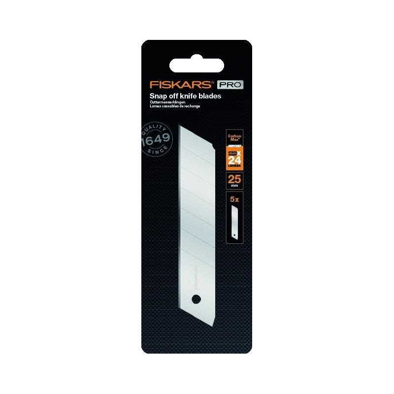 Ašmenys peiliui laužomais ašmenimis FISKARS 25mm 5vnt Ašmenys peiliui laužomais ašmenimis FISKARS 25mm 5vnt