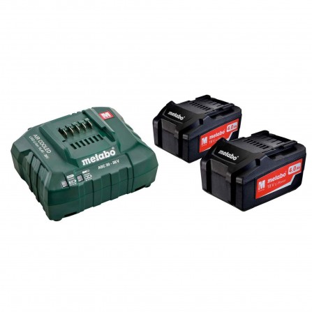 Akumulatoru komplekts 2 x 4,0 Ah, 18 V un lādētājs ASC 55 Metabo Basic (685050000)