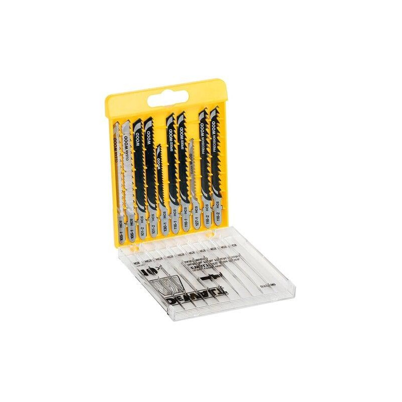 Siauriapjūklio pjūklelių medienai rinkinys DeWalt 10 vnt Siauriapjūklio pjūklelių medienai rinkinys DeWalt 10 vnt