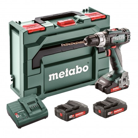 Akumulatora skrūvgrieža Metabo BS 18 L (602321540) komplekts, 18 V, 3 x 2 Ah, lādētājs + maciņš