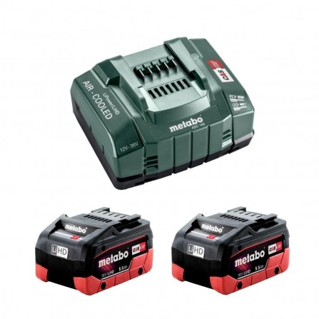 Akumulatoru komplekts 2 x 5,5 Ah, 18 V un lādētājs ASC 145 Metabo Basic (685122000)