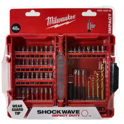 Milwaukee SHOCKWAVE Impact Duty urbjmašīnu un pagriežamo uzgaļu komplekts, 48 gab.