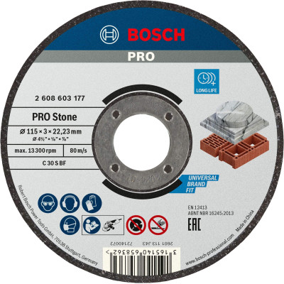 Bosch PRO akmens griešanas disks (2608603177), 115 x 3 x 22,23 mm