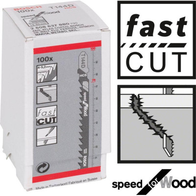 Figūrzāģa asmeņi Bosch T 144 D (100 mm, 100 gab.)