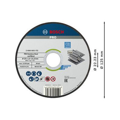 Metāla griešanas disks Bosch 2608626114 (100 x 125 x 1,6 x 22,23 mm)