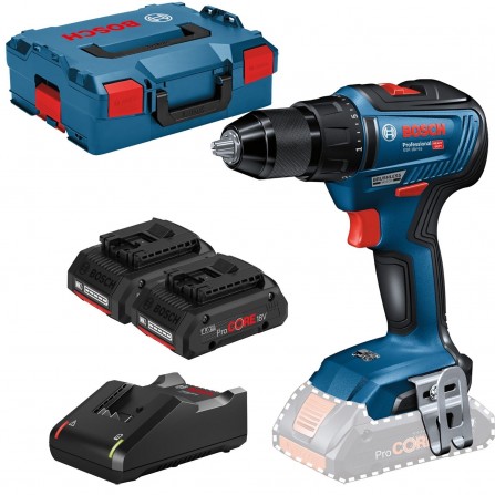 Akumulatora urbjmašīnas Bosch GSR 18V-55 (06019H5204) komplekts, 18 V, 2 x 4 Ah, lādētājs + maciņš