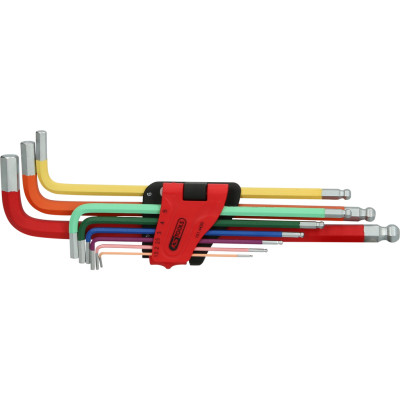 KS Tools lodveida gala sešstūra atslēgu komplekts, īpaši garš, 9 daļas (151.4420)