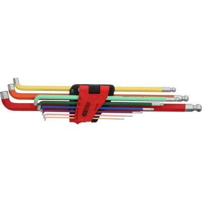 KS Tools sešstūra atslēgu komplekts ar lodveida galu, 108° leņķis, 9 gabali, collas (151.4430)