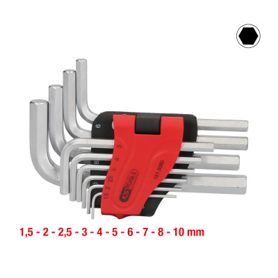 KS Tools sešstūra atslēgu komplekts salokāmā turētājā, 10 daļas, 1,5–10 mm (151.5080)