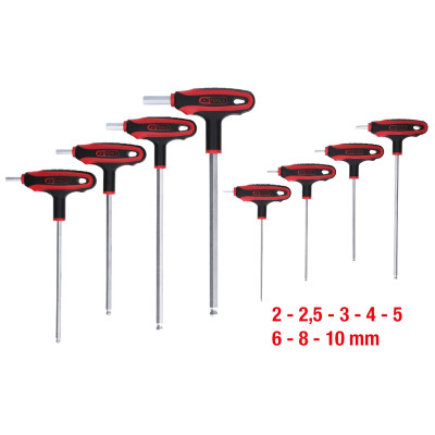 KS Tools T veida roktura sešstūra uzgriežņu atslēgu komplekts ar lodveida galu, 8 daļas (151.8155)