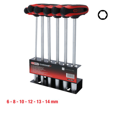 KS Tools T veida roktura uzgriežņu skrūvgriežu komplekts, 6 daļas, 6–14 mm (158.5000)