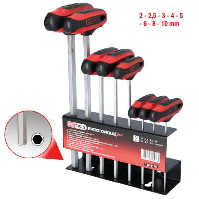 KS Tools sešstūra atslēgu komplekts ar T veida rokturi, 8 daļas (158.8130)