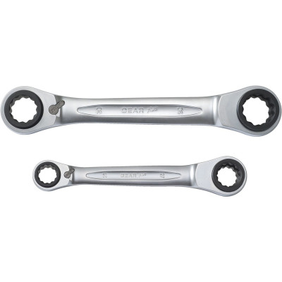 KS Tools 4 in 1 GEARplus reversējamo dubulto sprūdrata atslēgu komplekts, 2 daļas, 21-34 mm (503.4550)