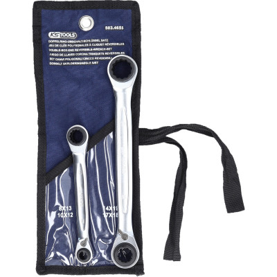 KS Tools 4 in 1 GEARplus reversējamo dubulto sprūdrata atslēgu komplekts, 2 daļas, 8-19 mm (503.4655)