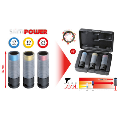 KS Tools SlimPOWER triecienatslēgu komplekts, 3 daļas, 1/2 collas (515.0990)