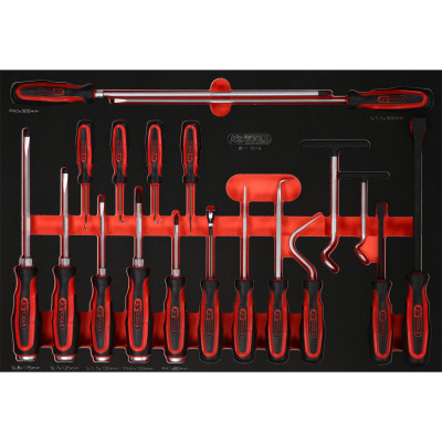 KS Tools skrūvgriežu un āķu komplekts putuplasta ieliktnī, 19 daļas (811.1019)