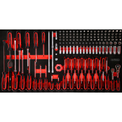 KS Tools 1/4" uzgriežņu atslēgu un skrūvgriežu komplekts putuplasta ieliktnī, 146 daļas (813.0146)