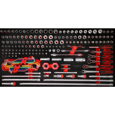 KS Tools 1/4" + 3/8" uzgriežņu atslēgu komplekts putuplasta ieliktnī, 183 daļas (813.0183)