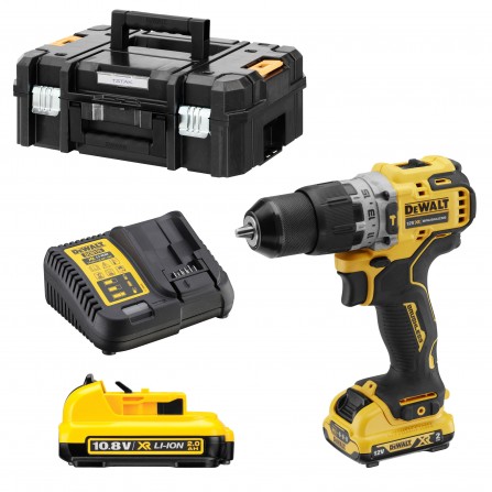 Dewalt bezvadu trieciena draivera komplekts (DCD706D2-QW), 12V, 2 x 2Ah, lādētājs + korpuss