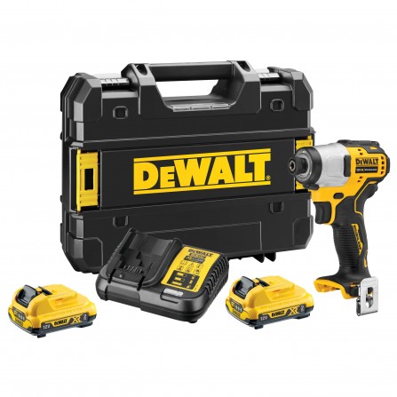 Dewalt bezvadu trieciena draivera komplekts DCF801D2-QW 12 V 2 x 2 Ah lādētājs + korpuss