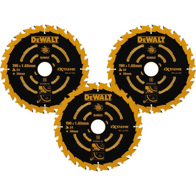 DeWalt ripzāģa disku komplekts DT10304-QZ 190 x 30 mm, 3 vnt., 24 dantys