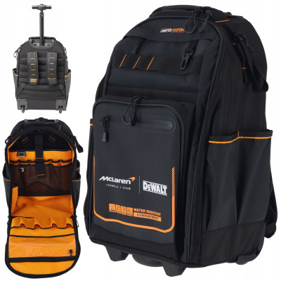 DeWalt McLaren instrumentu mugursoma ar riteņiem DWST60101-9 teleskopisks rokturis, 46 kabatas