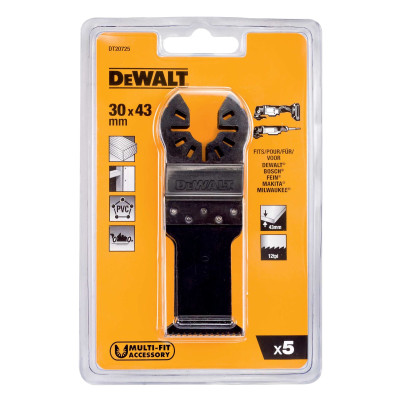 DeWalt daudzfunkcionālā instrumenta zāģa asmeņi DT20725-QZ 43 x 30 mm, 5 gab.